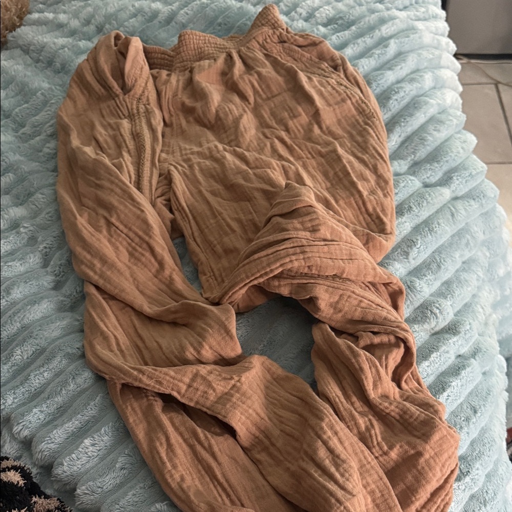 Aerie Wide Leg Pants in Tan